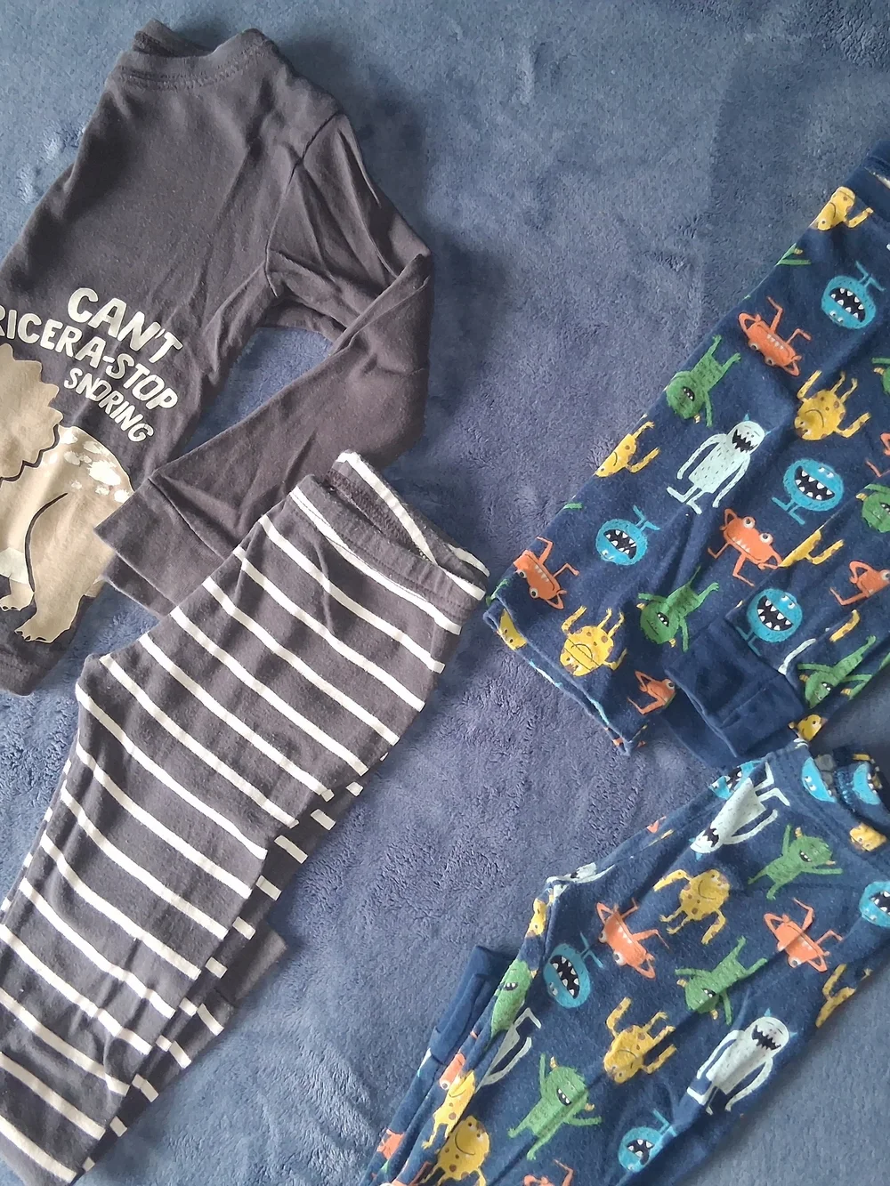 Carters Boys Pajamas Lot Size 5T 2 Piece Sets Snug Fit Dinosaur Monster